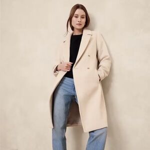NWT! BANANA REPUBLIC WOOL-BLEND TIMELESS TOPCOAT OYSTER PEARL - SIZE XL 📦
